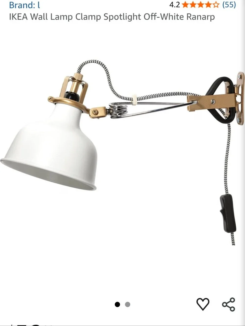Ikea Ranarp Wall/Clamp Spotlight Pair